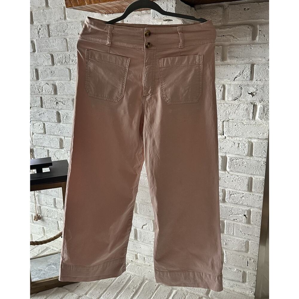 LC Lauren Conrad Super High-Rise Wildflower Wide Leg Cropped Pants peach
